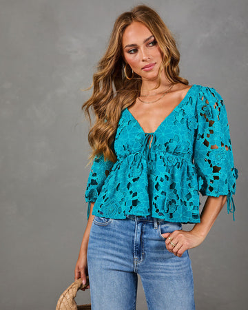 Paulette Floral Crochet Front Tie Top