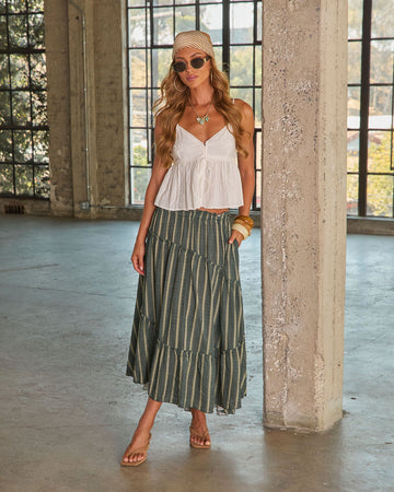 Elevated Ease Striped Midi Skirt
