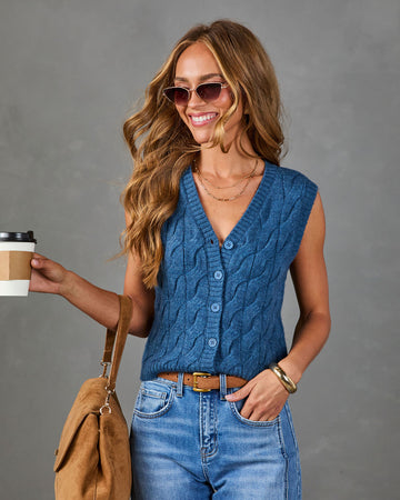 Soft Sunday Cable Knit Sleeveless Sweater Vest