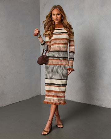 Sukie Knit Striped Midi Dress