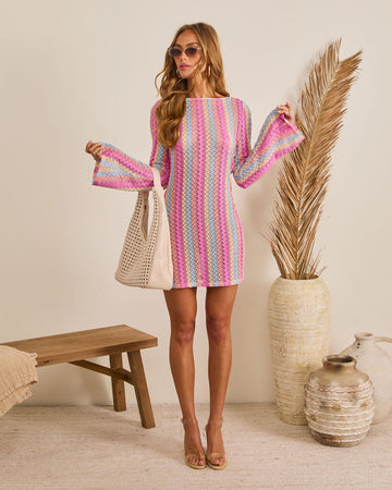 Coastal Market Crochet Cover Up Mini Dress