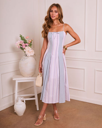 Closet Muse Striped Fit and Flare Maxi Dress