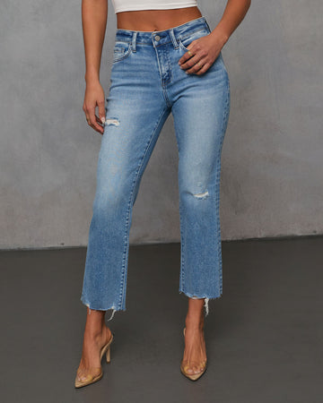 Lara Super Stretch Crop Frayed Hem Jeans