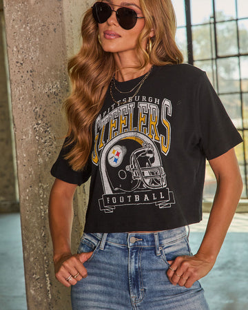 Pittsburgh Steelers Cotton Cropped Short Sleeve Graphic Tee
