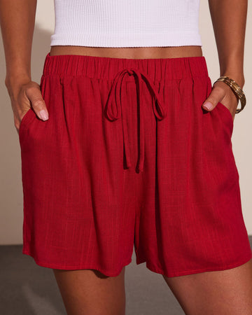 Veranda Muse Linen Blend Drawstring Shorts
