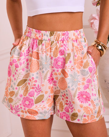 Wildflower Waltz Floral Mid Rise Shorts