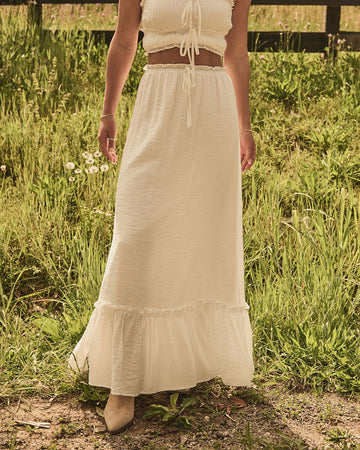 Boheme Dune Ruffle Trim Maxi Skirt