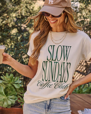 Slow Days Coffee Club Cotton Graphic Short Sleeve Tee