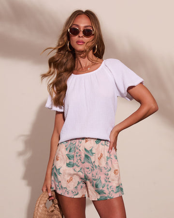 Kenzee Frayed Trim Gauze Top