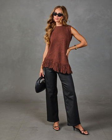 Maple Mingle Knit Fringe Hem Top
