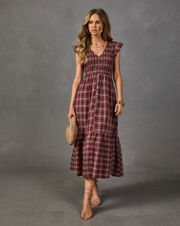 Fleur Darling Plaid Midi Dress