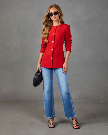 Lucinda Collarless Pintuck Blazer