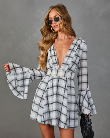 City Brunch Plaid Mini Dress
