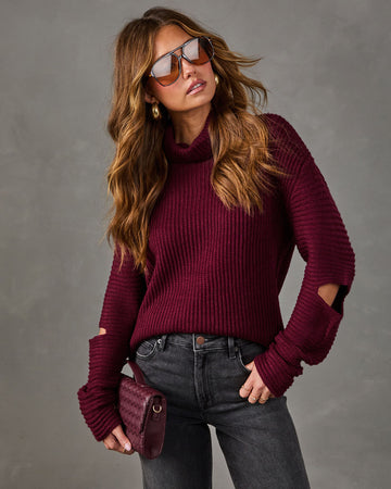 Kylien Knit Turtleneck Cut Out Sweater