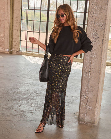 Starla Mesh Metallic Star Maxi Skirt