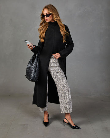 Autumn Haven Knit Turtleneck Front Slit Duster Sweater