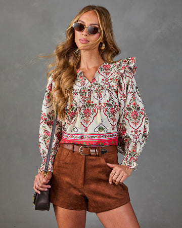 Sunbeam Society Cotton Paisley Tassel Tie Blouse