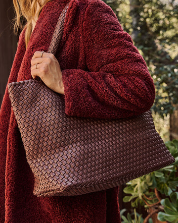At My Side Woven Leather Tote With Insert