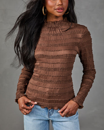 Pretty Clever Ruffle Mock Neck Top