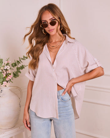 Daylight Essence Striped Button Down Top