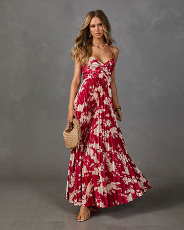 Soraya Printed And Pleated Maxi Dress