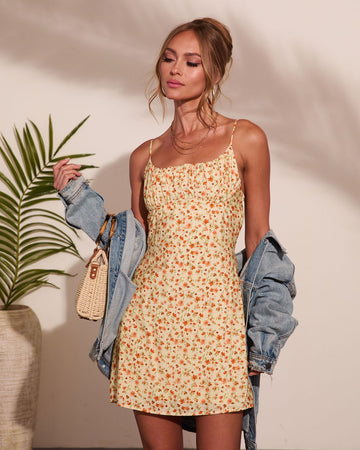 Coastal Bloom Floral Waist Tie Mini Dress