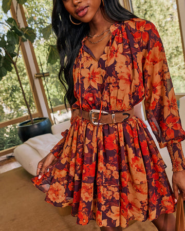 Wildflower Soiree Tiered Floral Mini Dress