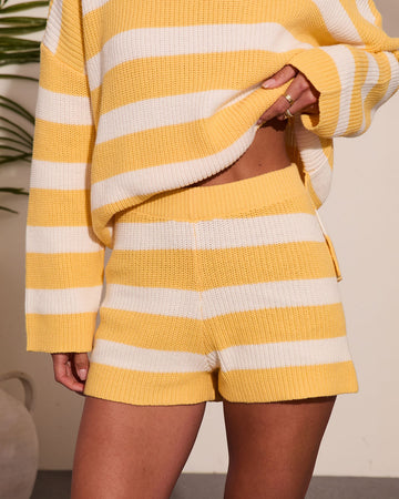 Sunshine Mood Striped Knit Shorts