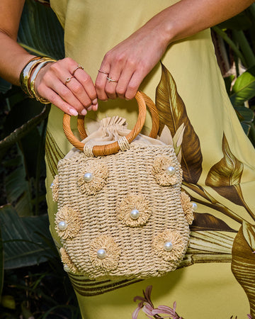Davena Woven Crochet Top Handle Bag
