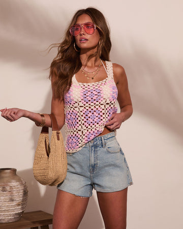 Ocean Daydream Abstract Crochet Cover Up Top