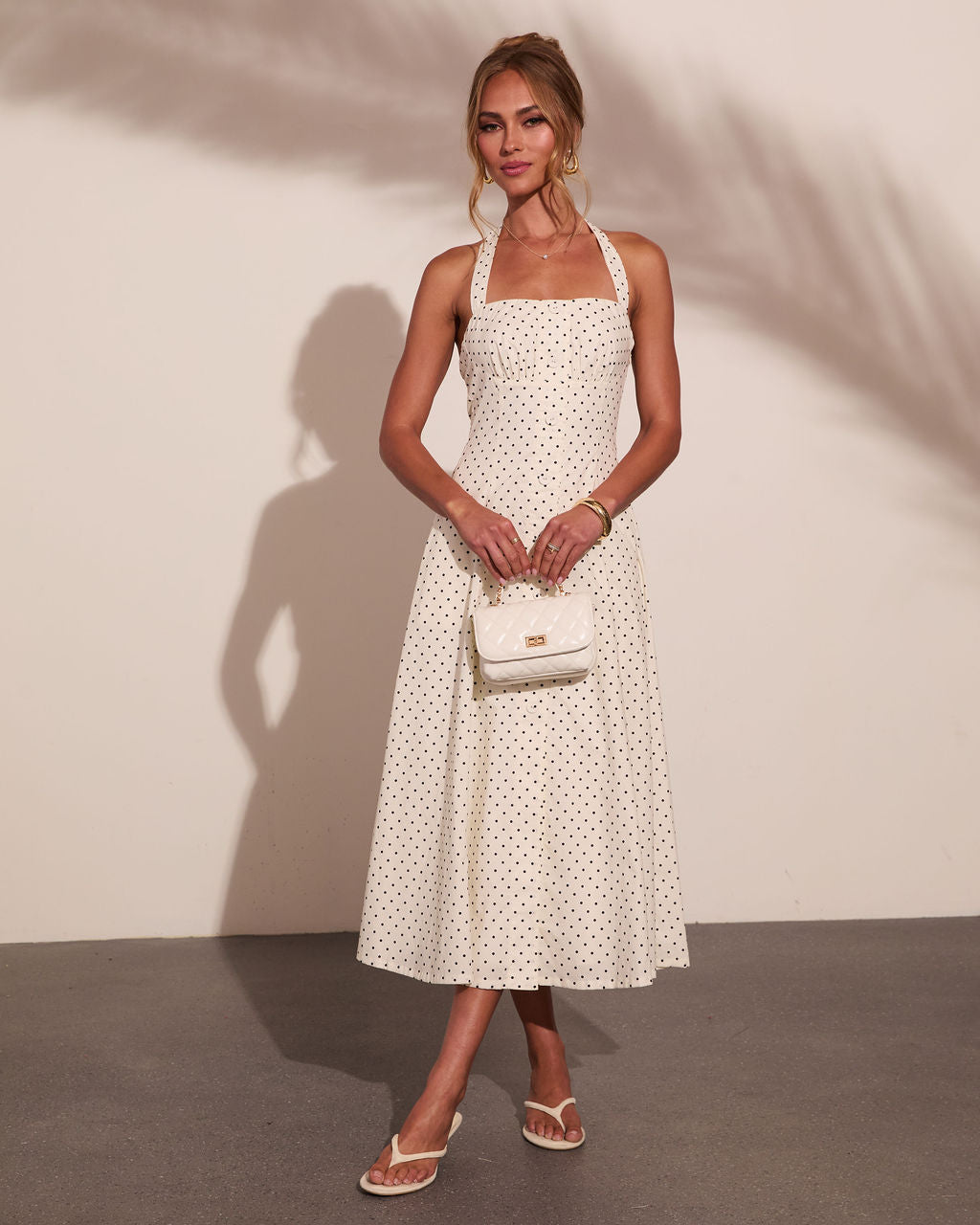 marilyn monroe orange dress dupe Abrille Polka Dot Halter Neck Maxi in White Dot Polka dot poplin fabric attribute:pastel Size:2.3 x 2.75 Inch Cowl Back Satin Bridesmaid