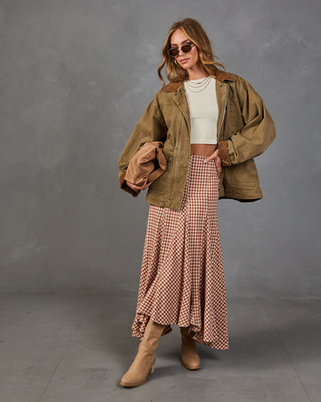 Regina Cotton Plaid Maxi Skirt