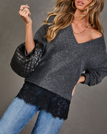 Vanna Knit Lace Trim Sweater