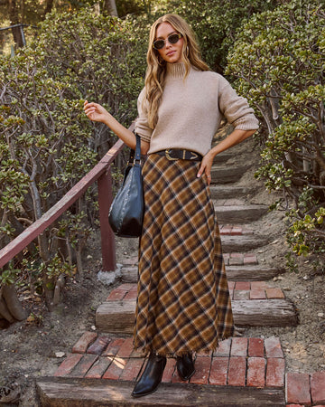 Woodland Plaid Midi Skirt