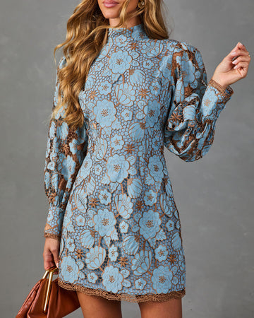 Forever Found Embroidered Floral Lace Mini Dress
