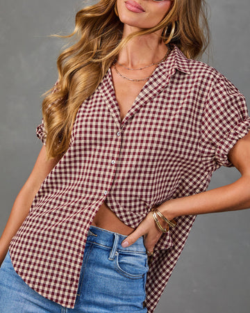Josette Cotton Gingham Short Sleeve Top