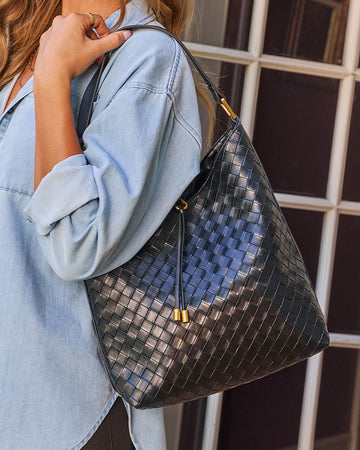 Jobella Slouchy Woven Vegan Leather Shoulder Bag