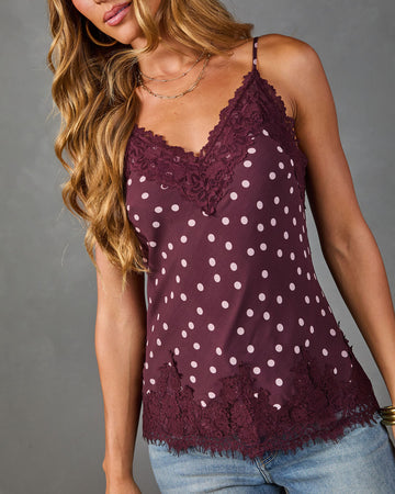 Just Lovely Polka Dot Lace Trim Cami