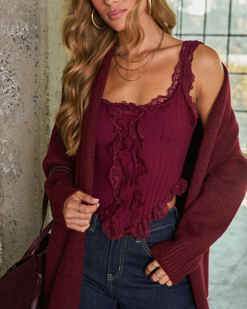 Kelia Knit Lace Ruffle Tank Top