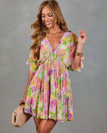 Garden Hush Floral Watercolor Mini Dress