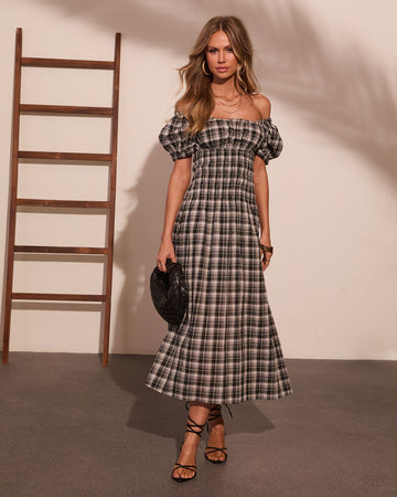 Cecilia Cotton Plaid Maxi Dress
