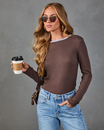 Living Life Ribbed Contrast Trim Top