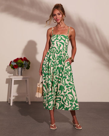 Coastal Heirloom Cotton Abstract Print Maxi Dress
