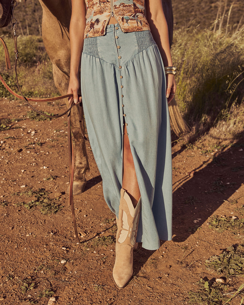 Briena Chambray Maxi Skirt – VICI