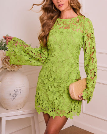 Meadow Haven Floral Lace Crochet Mini Dress