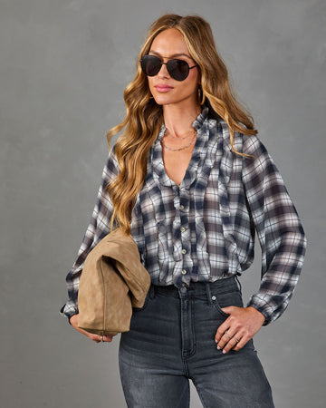Jenna Plaid Ruffle Blouse