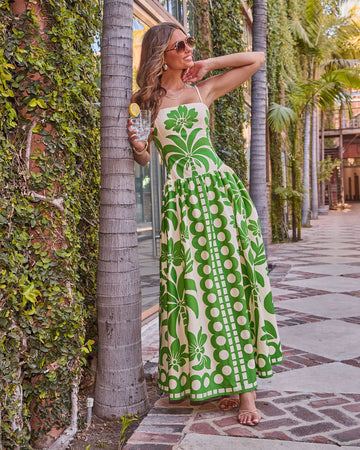 Resort Radiance Floral Tropical Print Maxi Dress