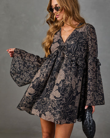 Autumn Rose Floral Mini Dress