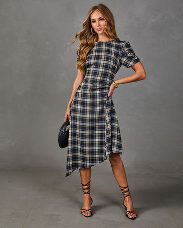 Market Muse Plaid High Low Midi Dress