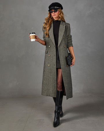 Vintage Glow Wool Herringbone Coat